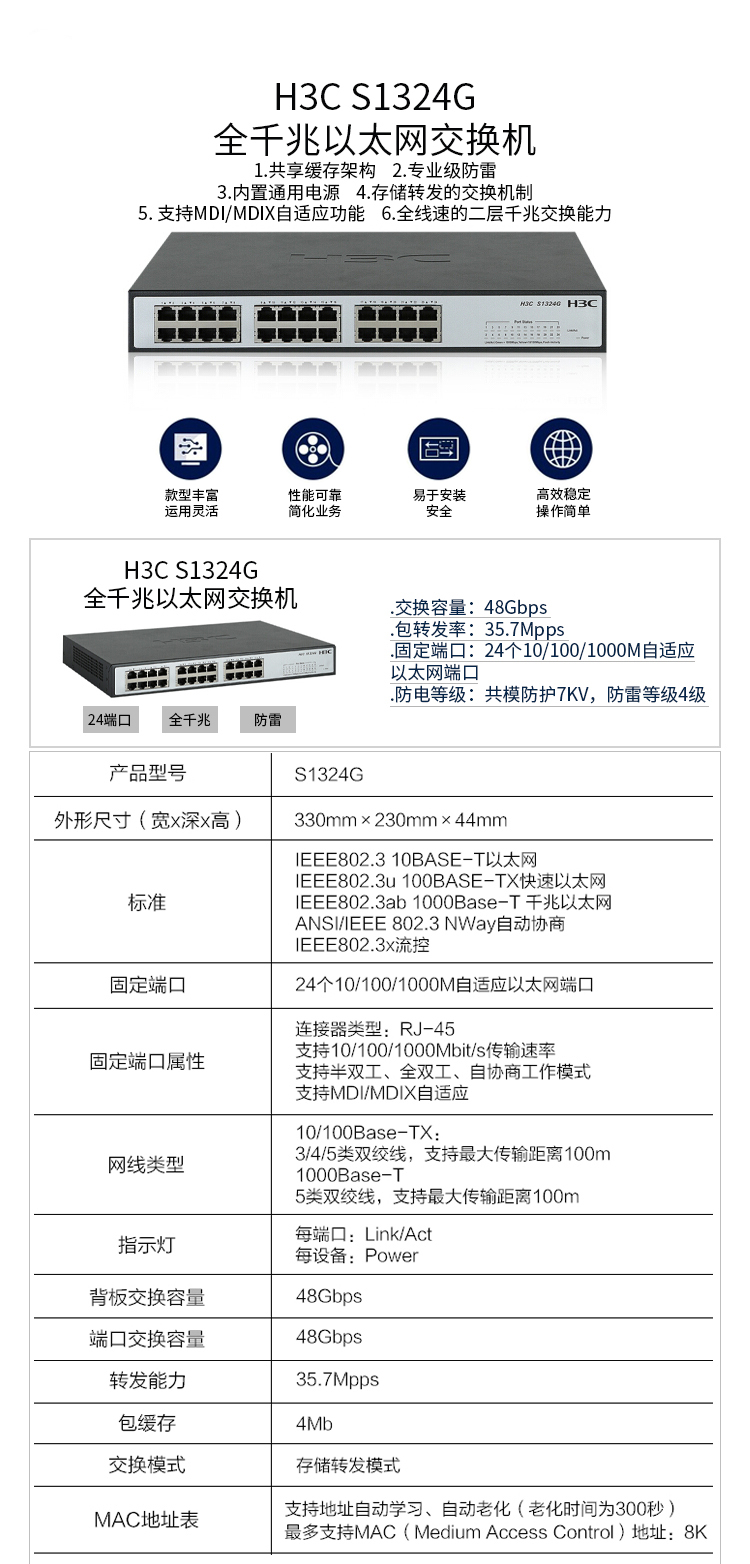 H3C交換機S1324G